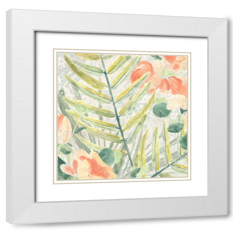 Palm Garden III White Modern Wood Framed Art Print with Double Matting by Vess, June Erica