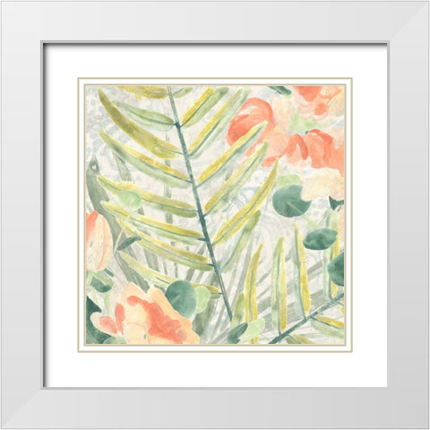 Palm Garden III White Modern Wood Framed Art Print with Double Matting by Vess, June Erica