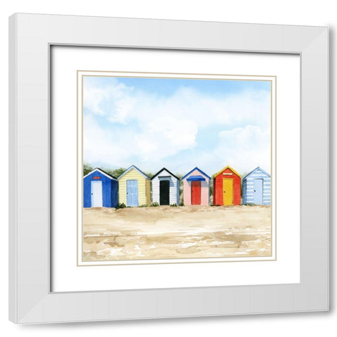 Beach Huts I White Modern Wood Framed Art Print with Double Matting by Popp, Grace