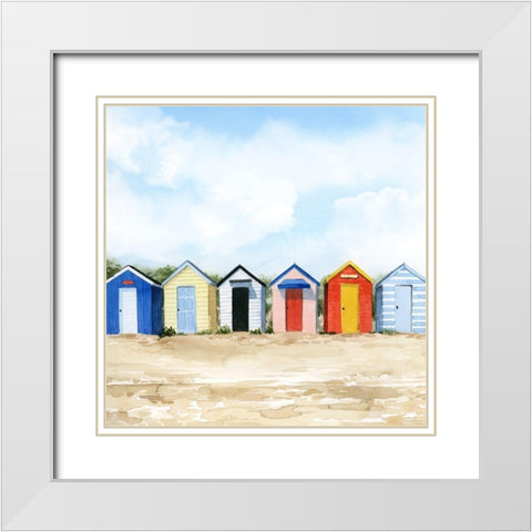 Beach Huts I White Modern Wood Framed Art Print with Double Matting by Popp, Grace