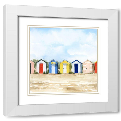 Beach Huts II White Modern Wood Framed Art Print with Double Matting by Popp, Grace