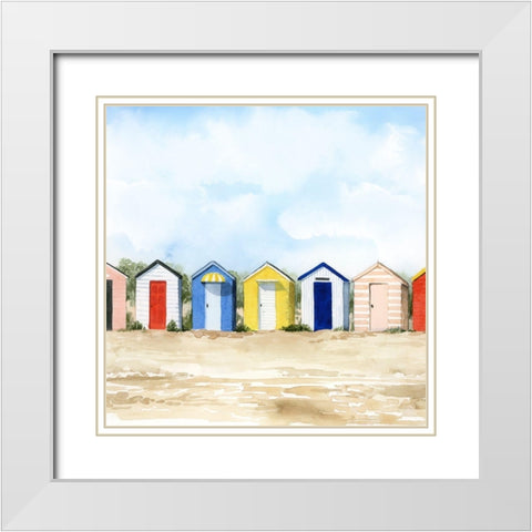 Beach Huts II White Modern Wood Framed Art Print with Double Matting by Popp, Grace