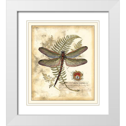 Regal Dragonfly I White Modern Wood Framed Art Print with Double Matting by Vision Studio