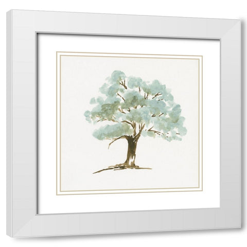 Mint Tree I White Modern Wood Framed Art Print with Double Matting by Goldberger, Jennifer