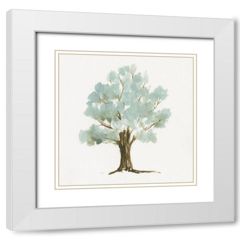 Mint Tree II White Modern Wood Framed Art Print with Double Matting by Goldberger, Jennifer