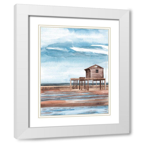 Along the Shoreline I White Modern Wood Framed Art Print with Double Matting by Wang, Melissa