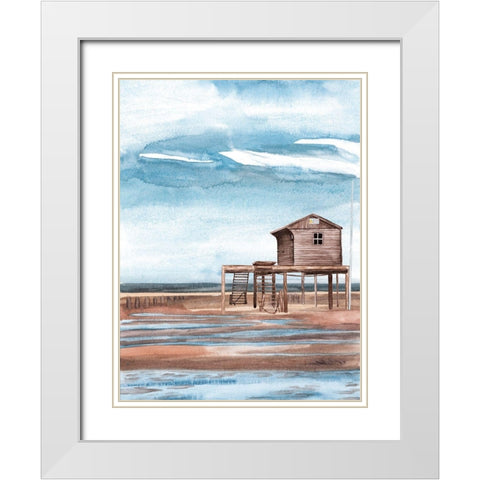 Along the Shoreline I White Modern Wood Framed Art Print with Double Matting by Wang, Melissa