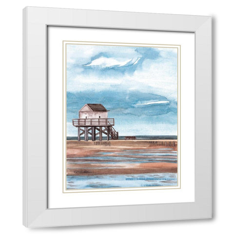 Along the Shoreline II White Modern Wood Framed Art Print with Double Matting by Wang, Melissa