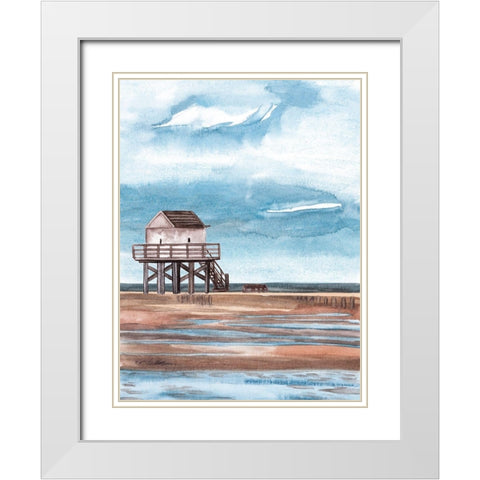 Along the Shoreline II White Modern Wood Framed Art Print with Double Matting by Wang, Melissa