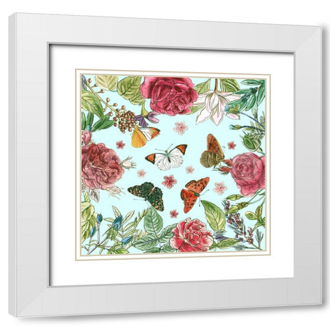 Circular Butterfly I White Modern Wood Framed Art Print with Double Matting by Wang, Melissa