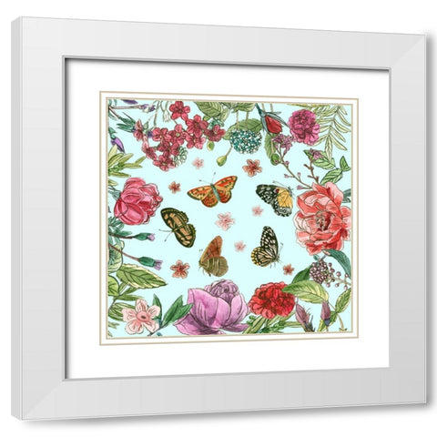 Circular Butterfly II White Modern Wood Framed Art Print with Double Matting by Wang, Melissa