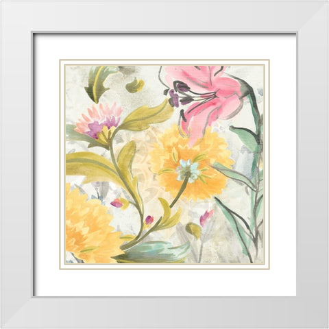 Garden al Fresco I White Modern Wood Framed Art Print with Double Matting by Vess, June Erica