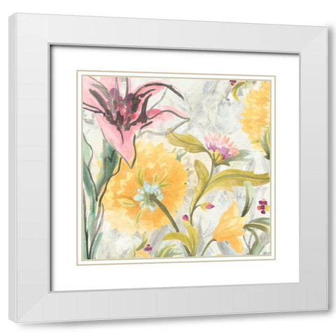 Garden al Fresco II White Modern Wood Framed Art Print with Double Matting by Vess, June Erica