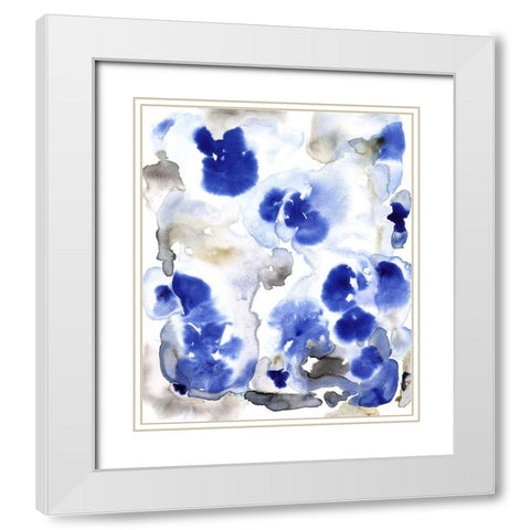 Blue Pansies I White Modern Wood Framed Art Print with Double Matting by OToole, Tim