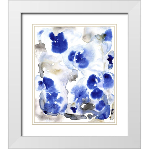 Blue Pansies I White Modern Wood Framed Art Print with Double Matting by OToole, Tim