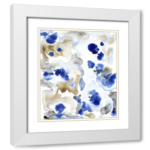 Blue Pansies II White Modern Wood Framed Art Print with Double Matting by OToole, Tim