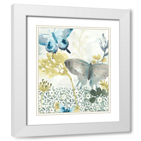 Butterfly Concerto I White Modern Wood Framed Art Print with Double Matting by Vess, June Erica