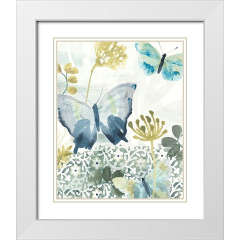 Butterfly Concerto II White Modern Wood Framed Art Print with Double Matting by Vess, June Erica