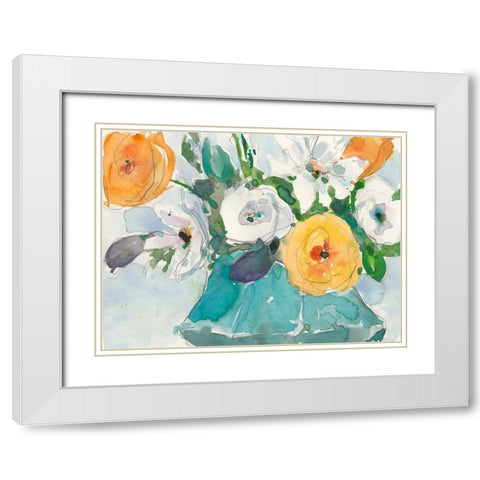 The Bouquet II White Modern Wood Framed Art Print with Double Matting by Dixon, Samuel