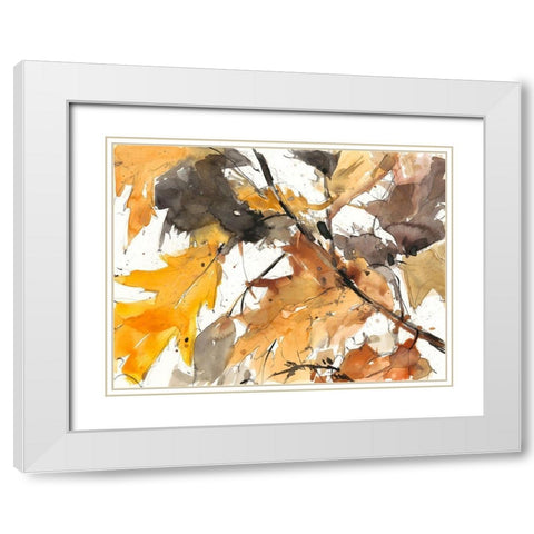 Watercolor Autumn Leaves I White Modern Wood Framed Art Print with Double Matting by Dixon, Samuel