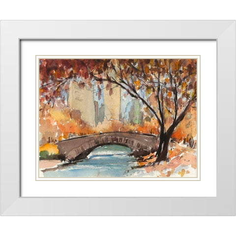 Autumn in New York - Study I White Modern Wood Framed Art Print with Double Matting by Dixon, Samuel