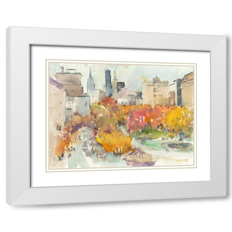 Autumn in New York - Study III White Modern Wood Framed Art Print with Double Matting by Dixon, Samuel