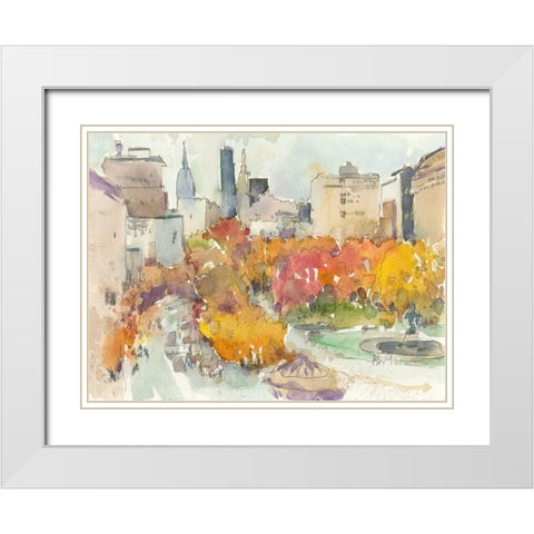 Autumn in New York - Study III White Modern Wood Framed Art Print with Double Matting by Dixon, Samuel