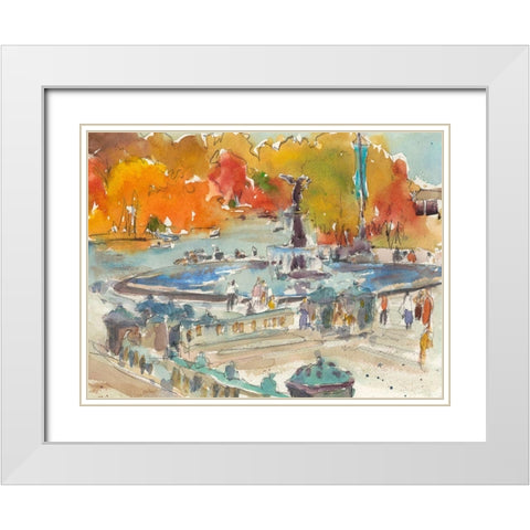Autumn in New York - Study IV White Modern Wood Framed Art Print with Double Matting by Dixon, Samuel