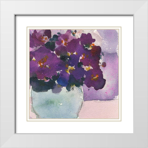 African Violet II White Modern Wood Framed Art Print with Double Matting by Dixon, Samuel
