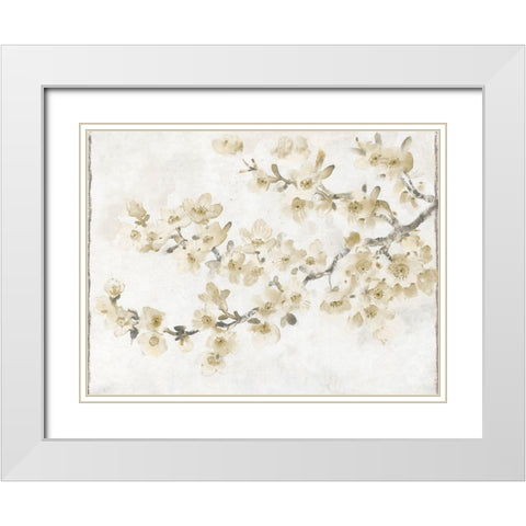 Neutral Cherry Blossom Composition I White Modern Wood Framed Art Print with Double Matting by OToole, Tim