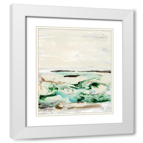 Mint and Aqua Horizon II White Modern Wood Framed Art Print with Double Matting by Bramma, Lila