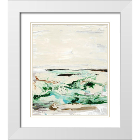 Mint and Aqua Horizon II White Modern Wood Framed Art Print with Double Matting by Bramma, Lila