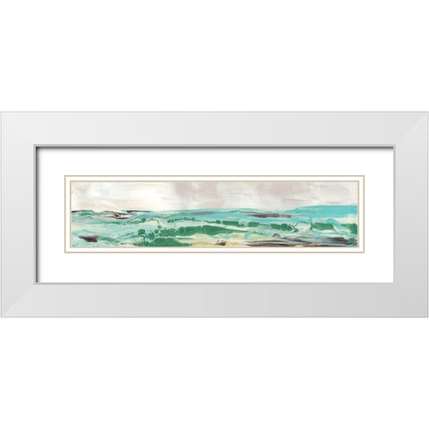 Mint and Aqua Horizon III White Modern Wood Framed Art Print with Double Matting by Bramma, Lila