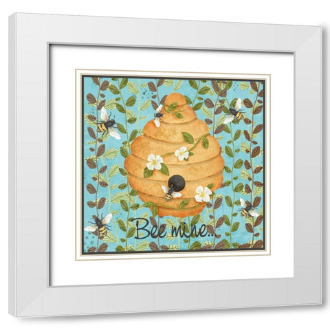 Bees and Honey I White Modern Wood Framed Art Print with Double Matting by Reynolds, Jade