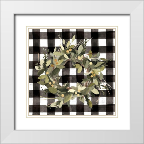 Modern Gingham Christmas II White Modern Wood Framed Art Print with Double Matting by Caroline, Emma