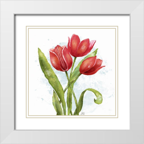 Red Tulip Splash II White Modern Wood Framed Art Print with Double Matting by Reynolds, Jade