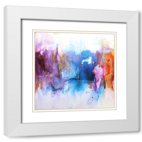 Electro I White Modern Wood Framed Art Print with Double Matting by Herrera, Leticia
