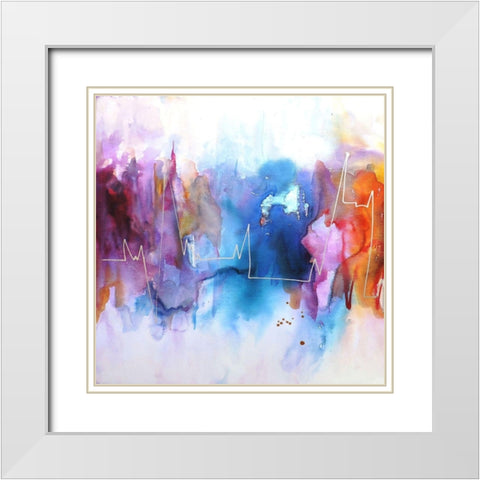 Electro I White Modern Wood Framed Art Print with Double Matting by Herrera, Leticia