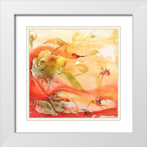 En Naranjas II White Modern Wood Framed Art Print with Double Matting by Herrera, Leticia