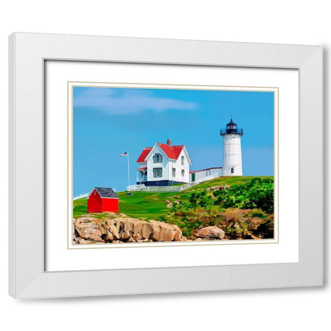 Nubble House I White Modern Wood Framed Art Print with Double Matting by Kalina, Emily