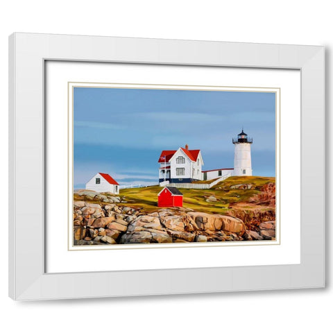 Nubble House II White Modern Wood Framed Art Print with Double Matting by Kalina, Emily