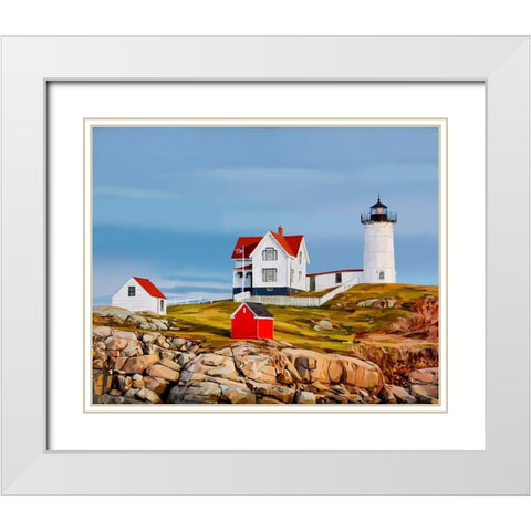 Nubble House II White Modern Wood Framed Art Print with Double Matting by Kalina, Emily
