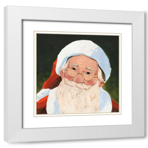 Santa Claus Specs II White Modern Wood Framed Art Print with Double Matting by Green, Jacob