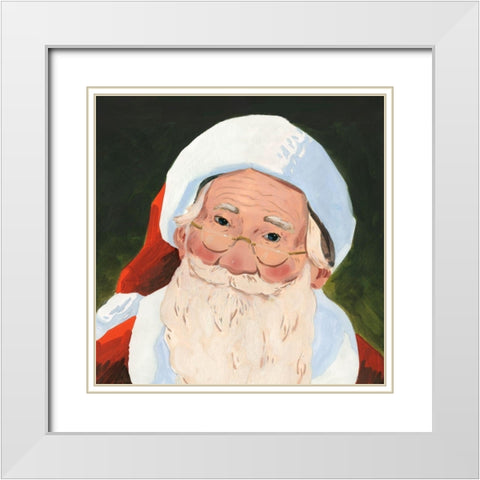 Santa Claus Specs II White Modern Wood Framed Art Print with Double Matting by Green, Jacob