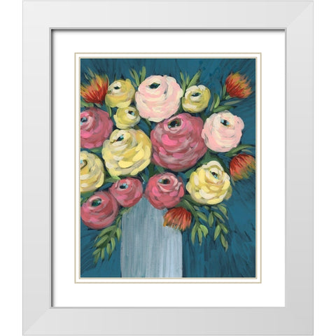 Loose Floral I White Modern Wood Framed Art Print with Double Matting by Moore, Regina