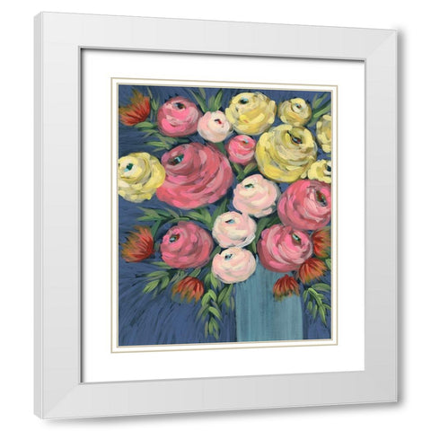 Loose Floral II White Modern Wood Framed Art Print with Double Matting by Moore, Regina