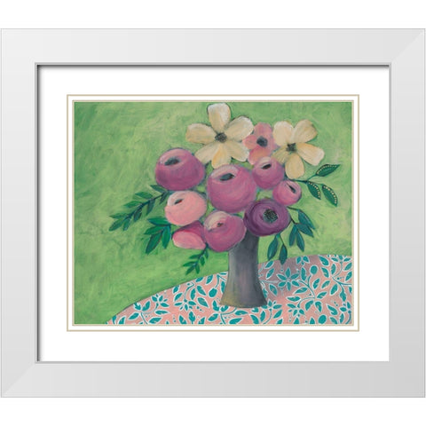 Sunny Bouquet II White Modern Wood Framed Art Print with Double Matting by Moore, Regina