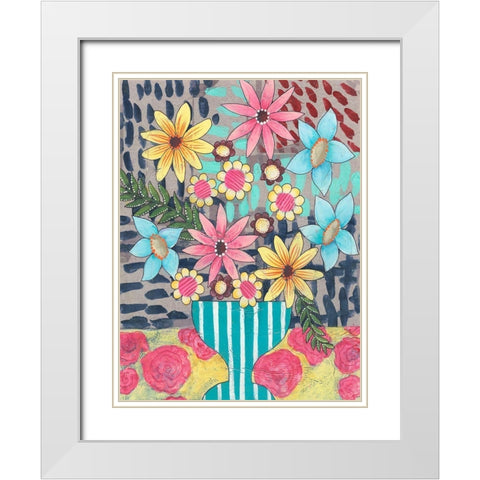Floral Surprise I White Modern Wood Framed Art Print with Double Matting by Moore, Regina