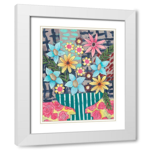 Floral Surprise II White Modern Wood Framed Art Print with Double Matting by Moore, Regina