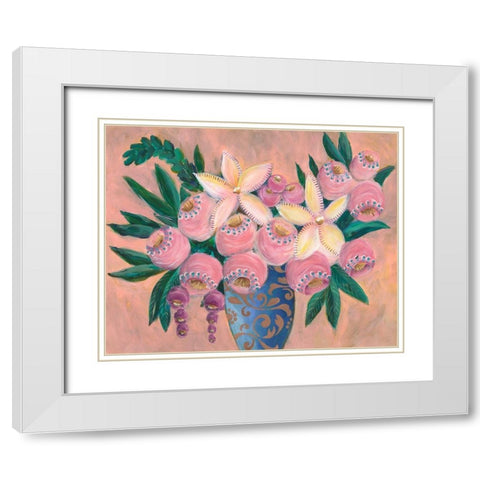 Floral Dujour I White Modern Wood Framed Art Print with Double Matting by Moore, Regina